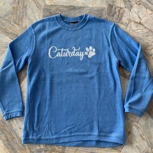 Ribbed “Caturday” Sweatshirt